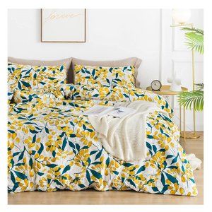 Bedding 3 Pieces Set 1 Duvet Cover with Zipper 2 Pillowcases Tree Leaf